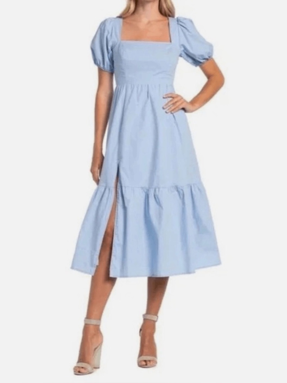 ASTR 100% Cotton Sky Blue Midi Dress For Springtime — Size Medium